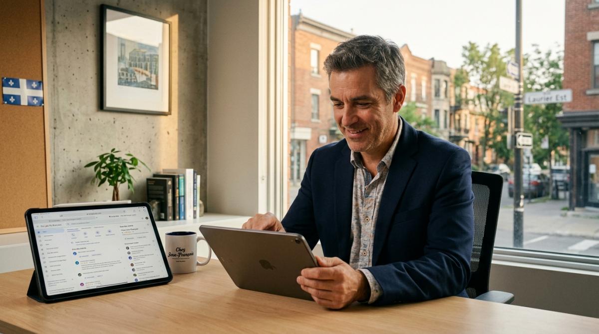 Entrepreneur en plomberie analysant sa visibilité Google Maps à Québec